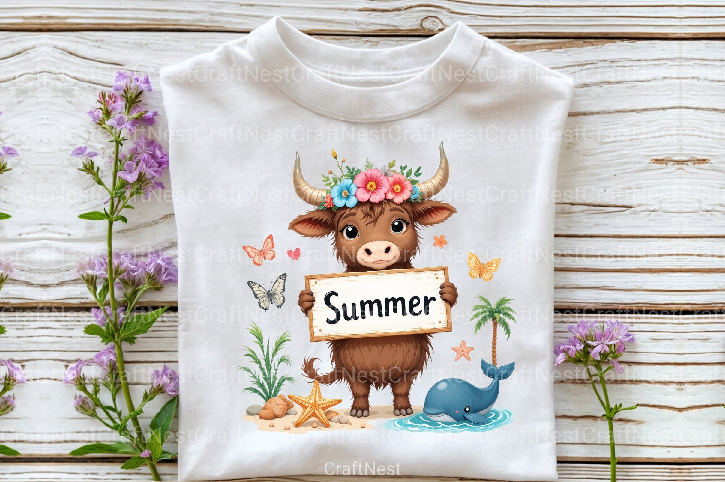 Summer Highland Cow Clipart Bundle 99 - CraftNest - Digital Crafting and Art