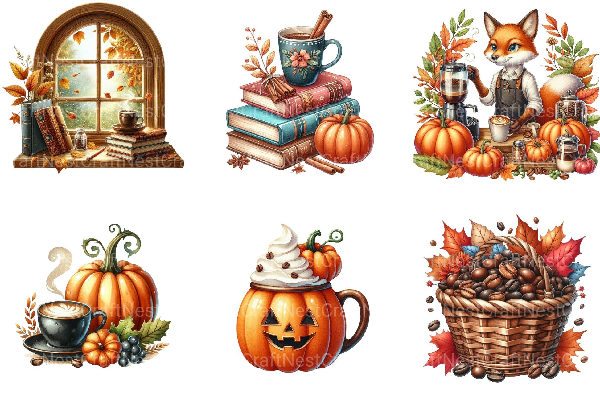 Fall Coffee Clipart - CraftNest - Digital Crafting and Art