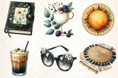 Ivory and Black Summer Clipart Bundle - CraftNest - Digital Crafting and Art