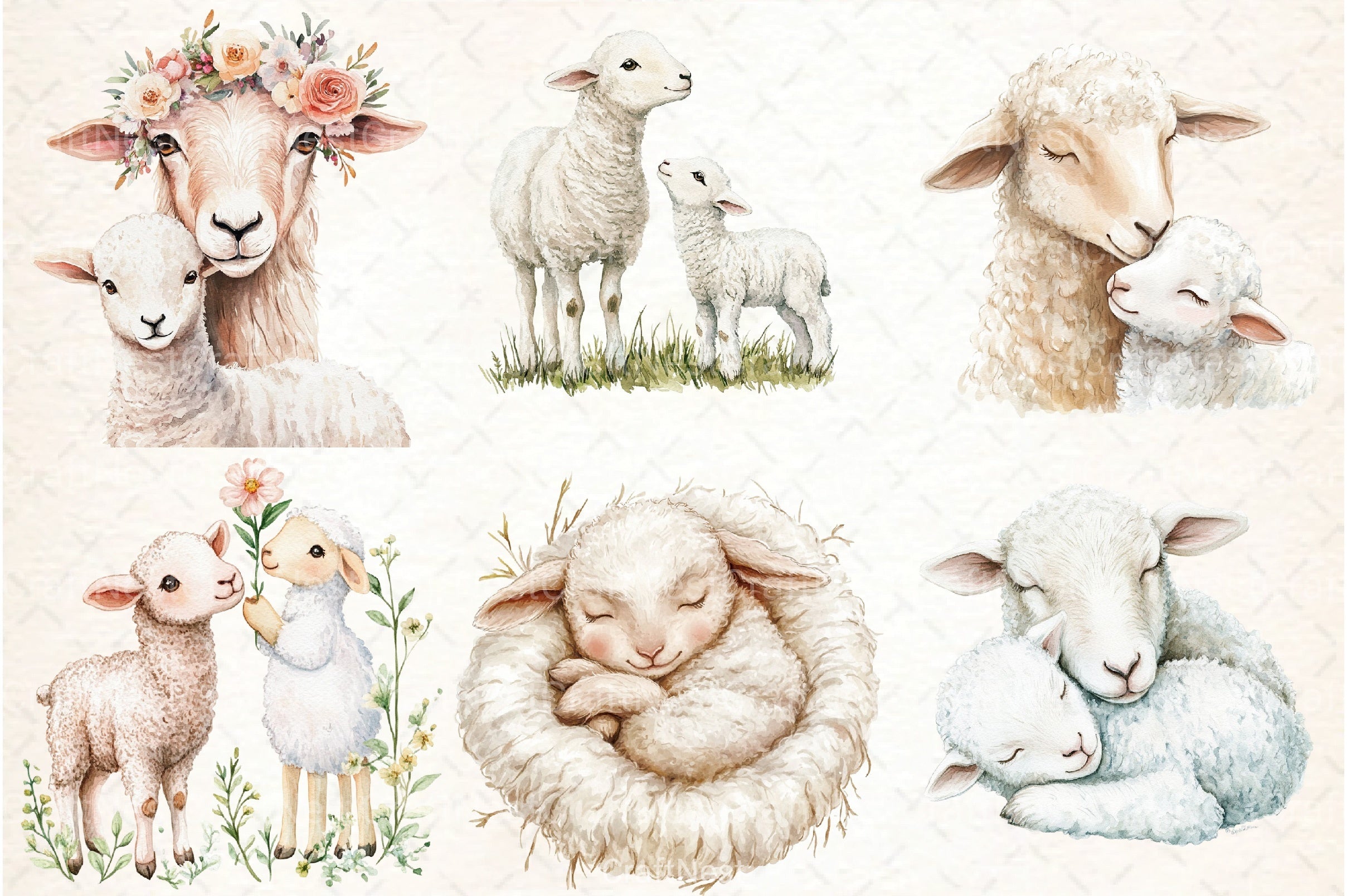 Lamb & Ewe Love Clipart Bundle - CraftNest - Digital Crafting and Art