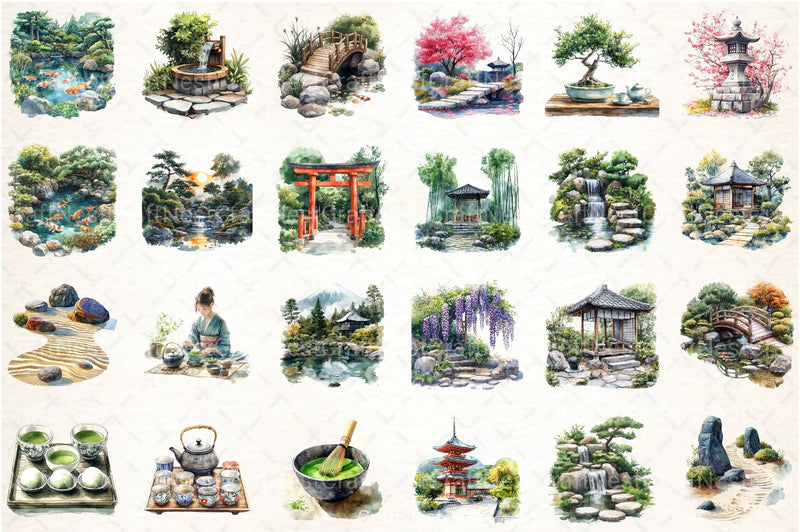 Japanese Tea Garden Clipart Bundle - CraftNest - Digital Crafting and Art