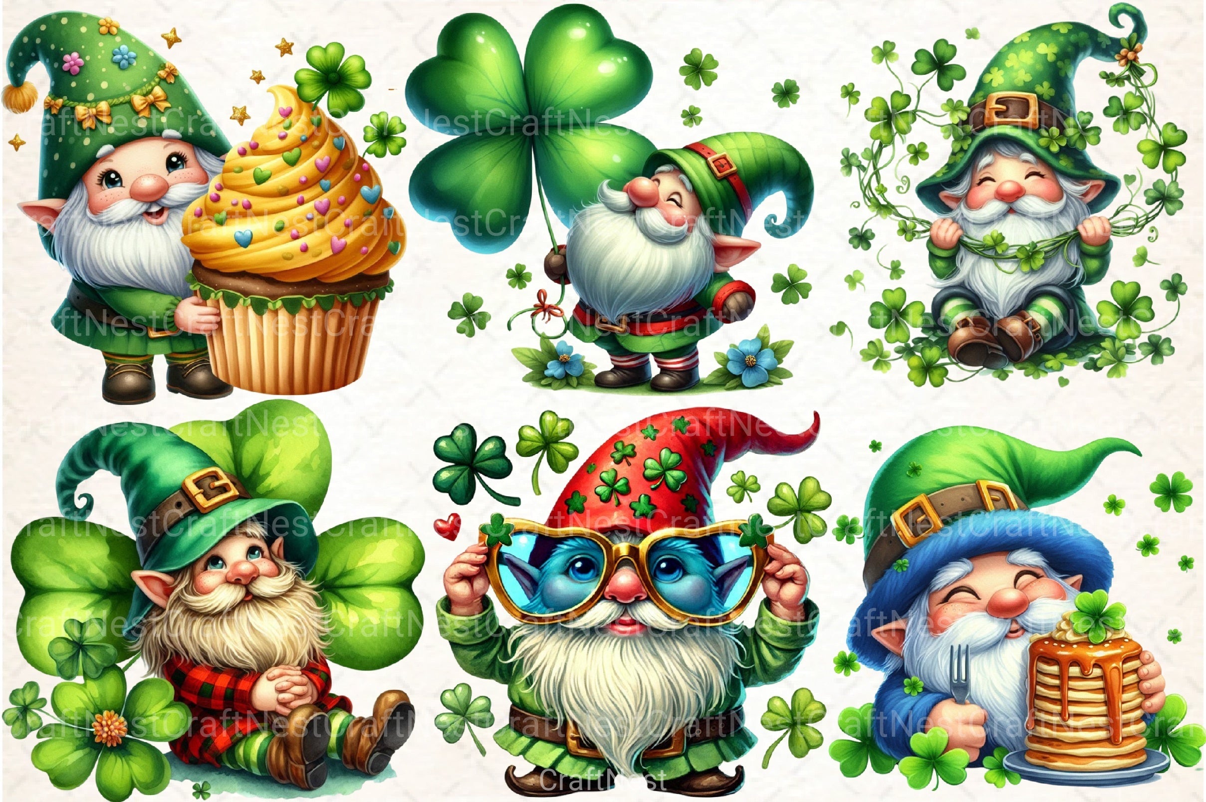 St. Patrick's Day Gnomes Clipart Bundle - CraftNest - Digital Crafting and Art