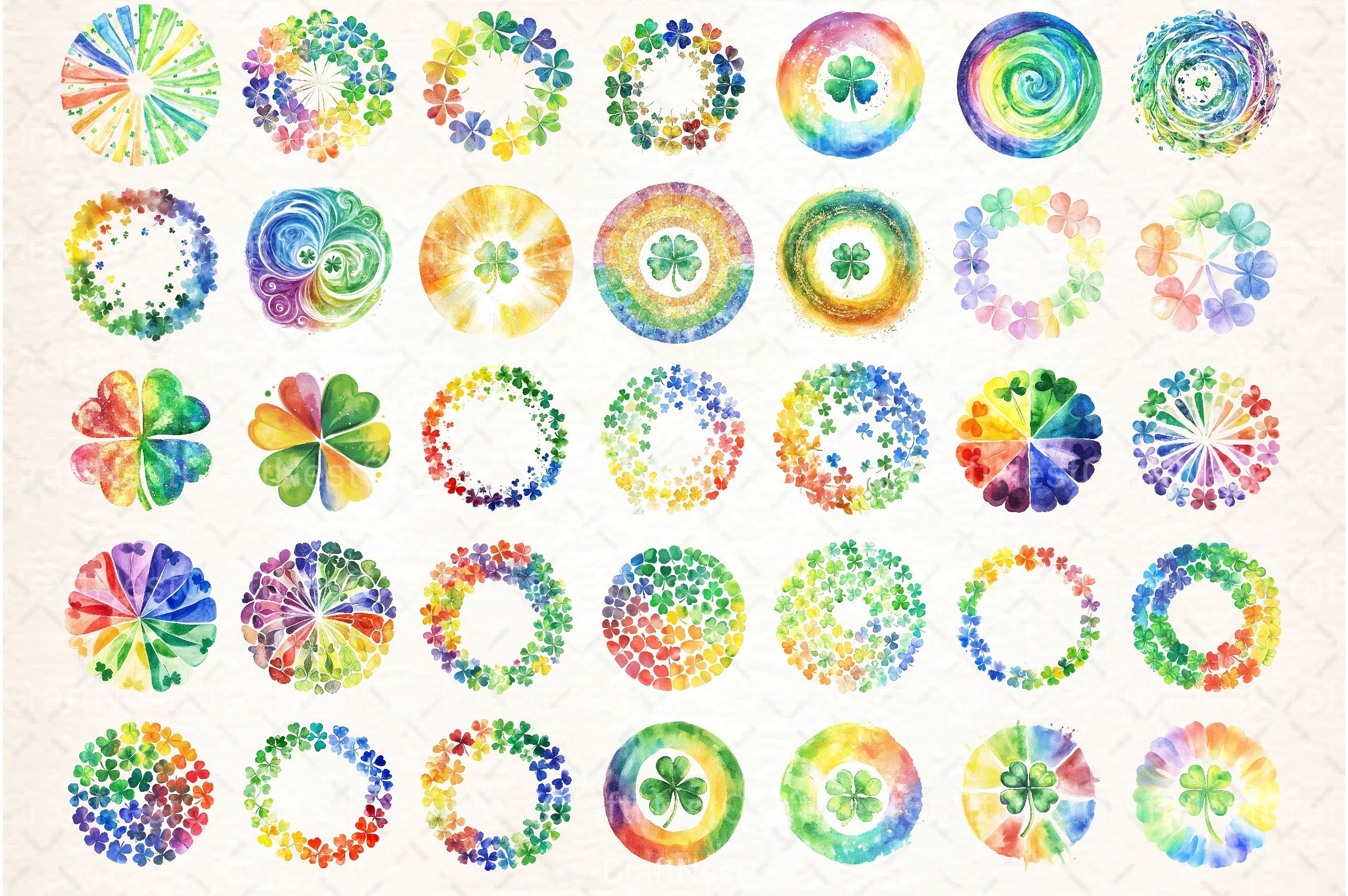 Rainbow Shamrock Circles Clipart Bundle 7 - CraftNest - Digital Crafting and Art