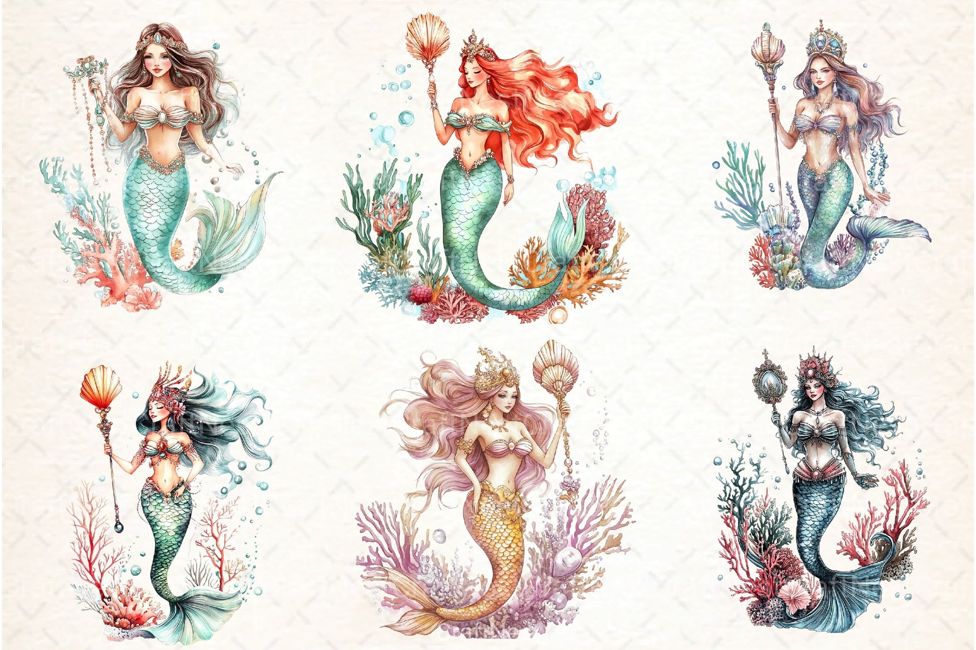 Mermaid Clipart Bundle 55 - CraftNest - Digital Crafting and Art