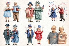 Old Couple 4th of July Clipart Bundle - CraftNest - Digital Crafting and Art