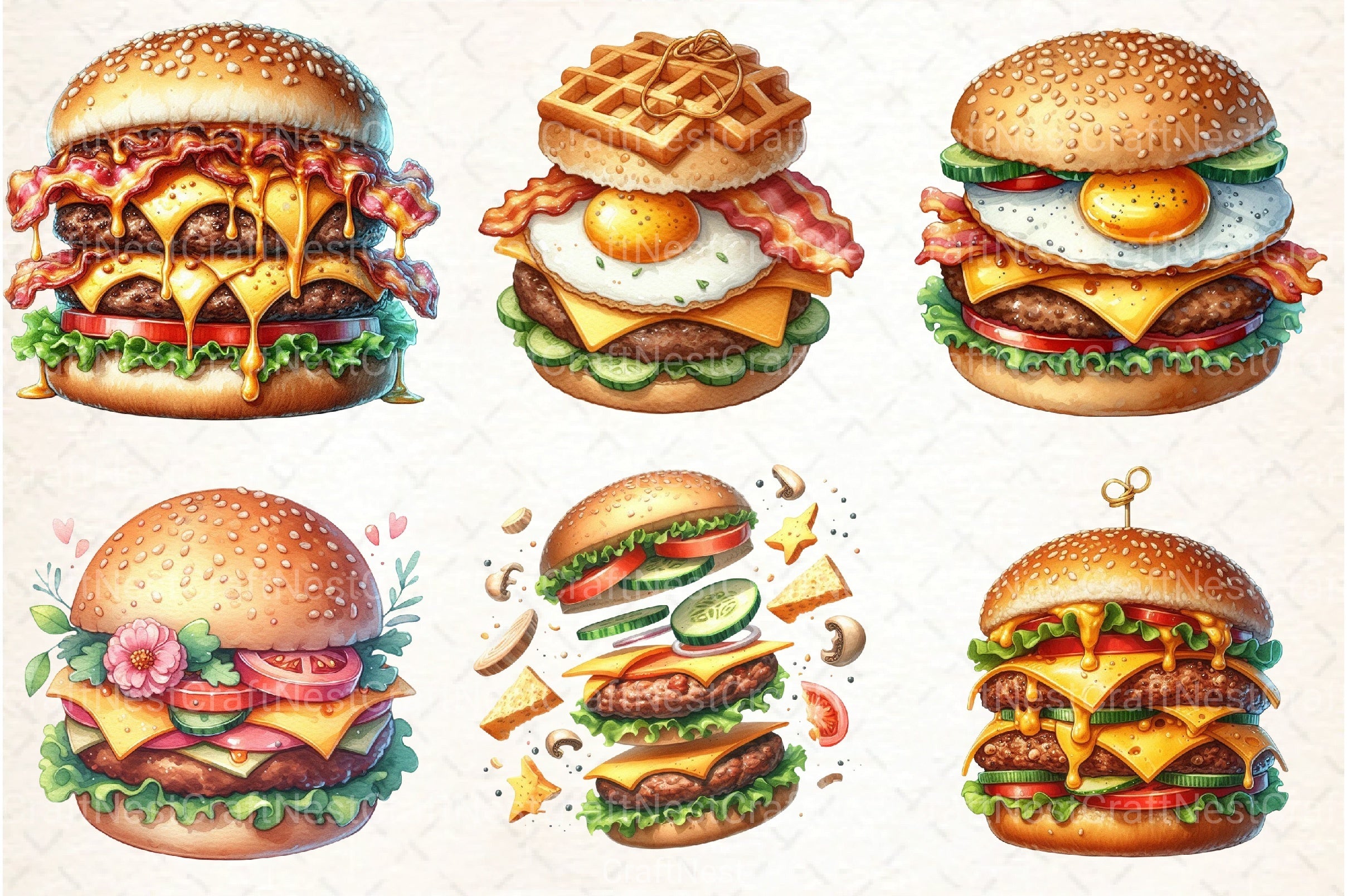 Cheeseburger Clipart Bundle 99 - CraftNest - Digital Crafting and Art