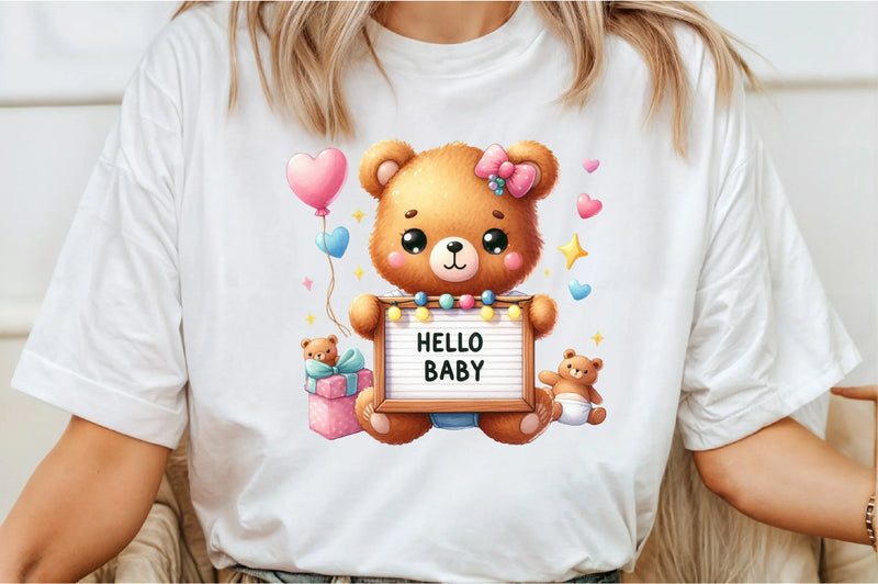 Kawaii Neutral Teddy Bear Hallo Baby Clipart Bundle - CraftNest - Digital Crafting and Art