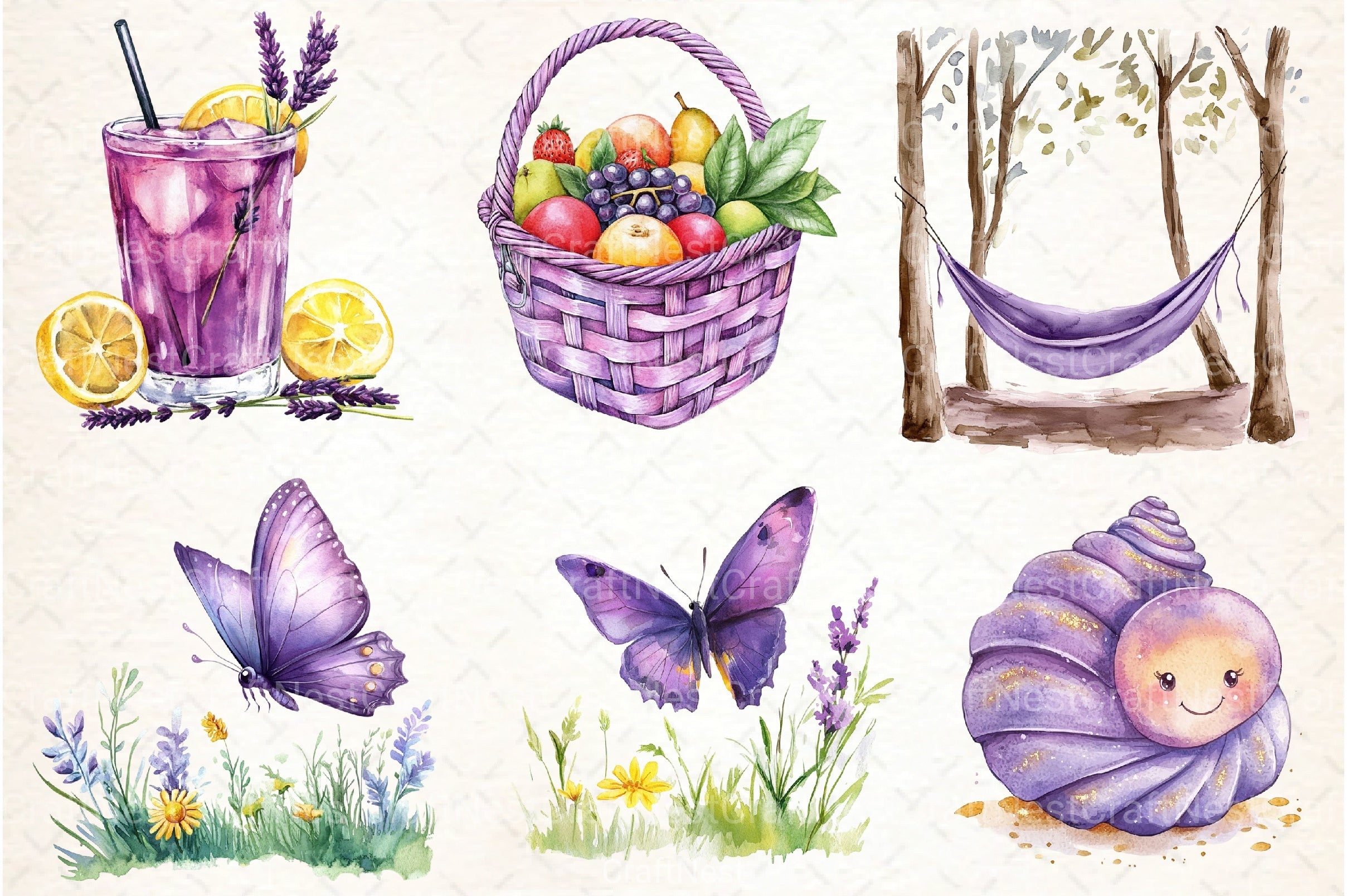 Purple Summer Clipart Bundle - CraftNest - Digital Crafting and Art