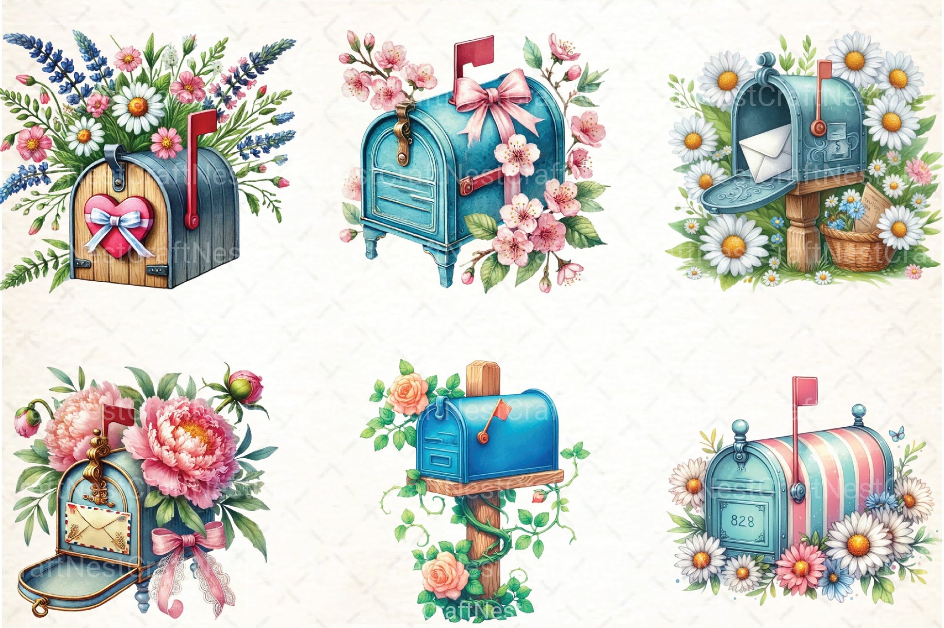 Spring Mailbox Clipart Bundle 1 - CraftNest - Digital Crafting and Art