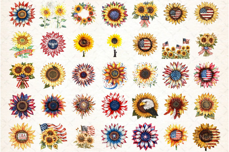 Sunflower 4th of July Clipart Bundle 23 - CraftNest - Digital Crafting and Art