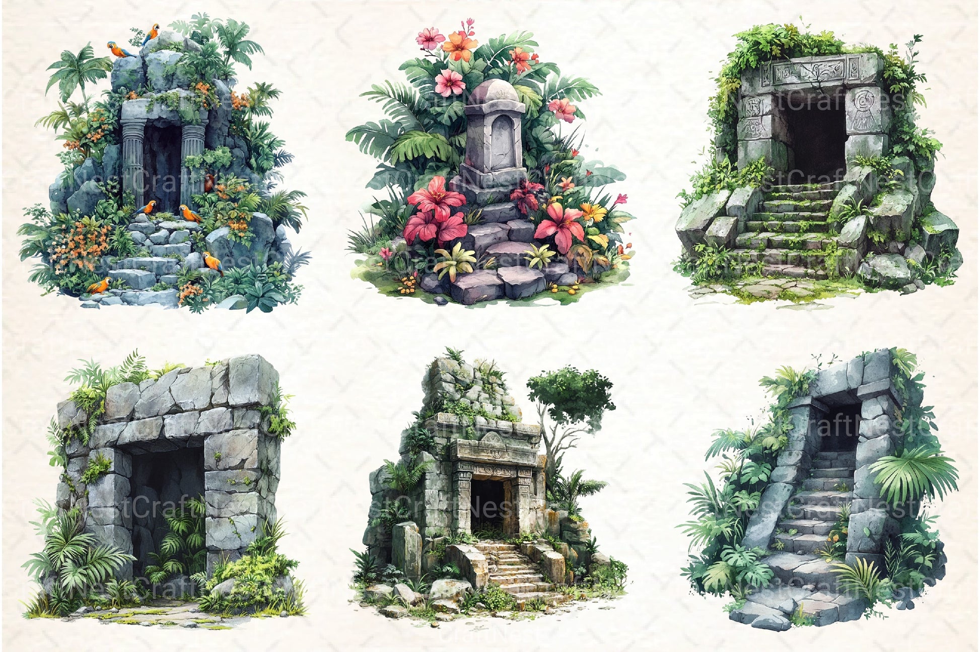 Jungle Tomb Clipart Bundle - CraftNest - Digital Crafting and Art