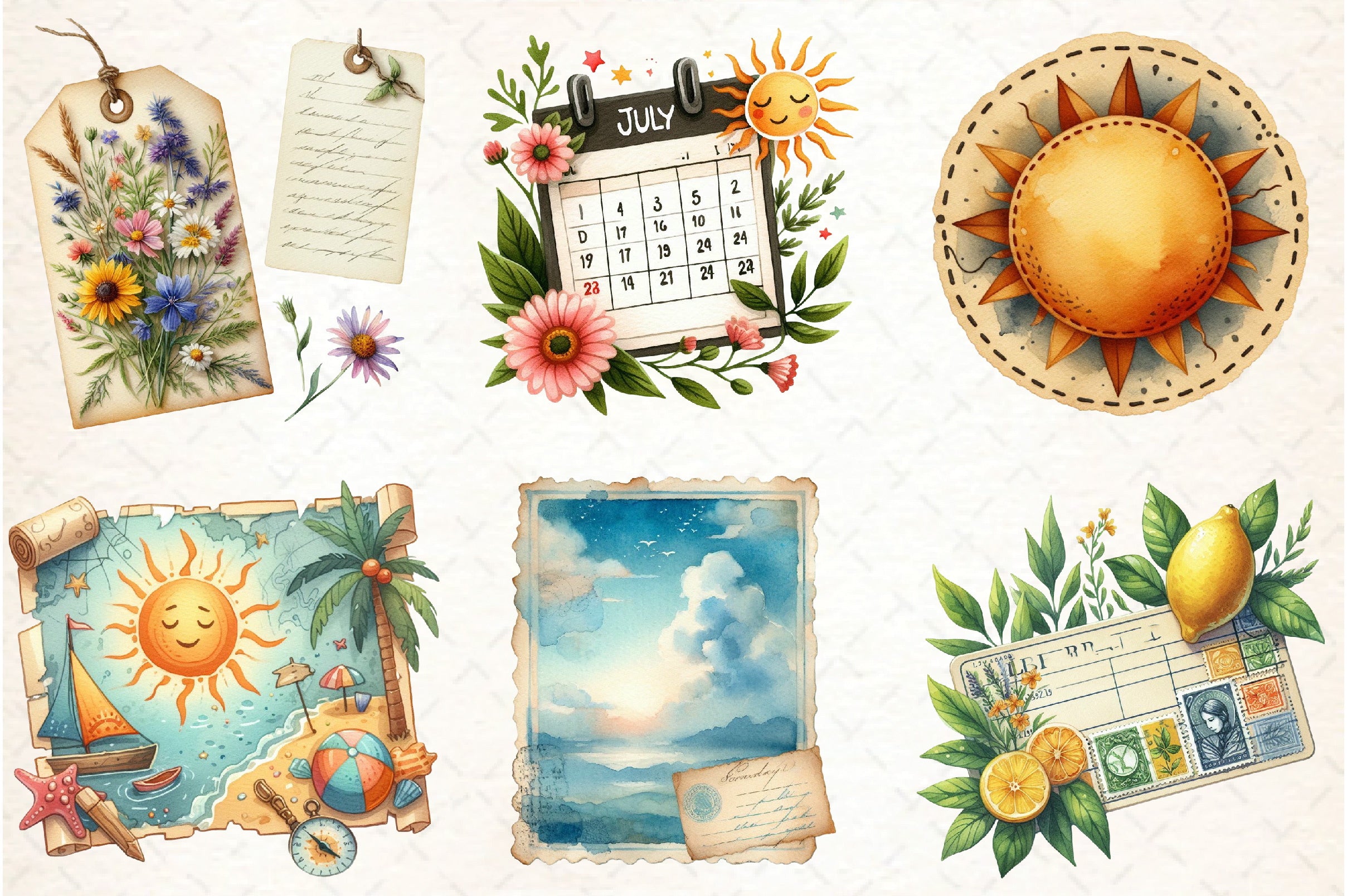 Ephemera Summer Clipart Bundle
