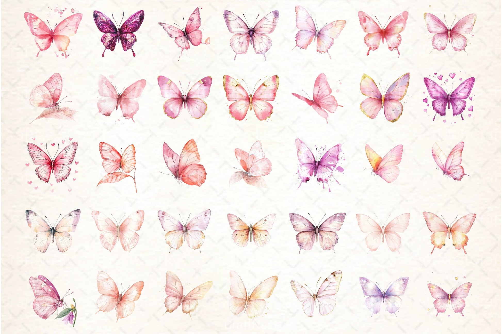 Pink Butterflies Clipart Bundle - CraftNest - Digital Crafting and Art