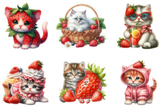 Strawberry Cat Clipart - CraftNest - Digital Crafting and Art