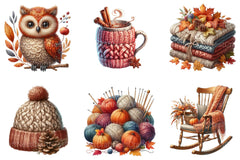 Vintage Knitted Autumn Clipart Bundle - CraftNest - Digital Crafting and Art