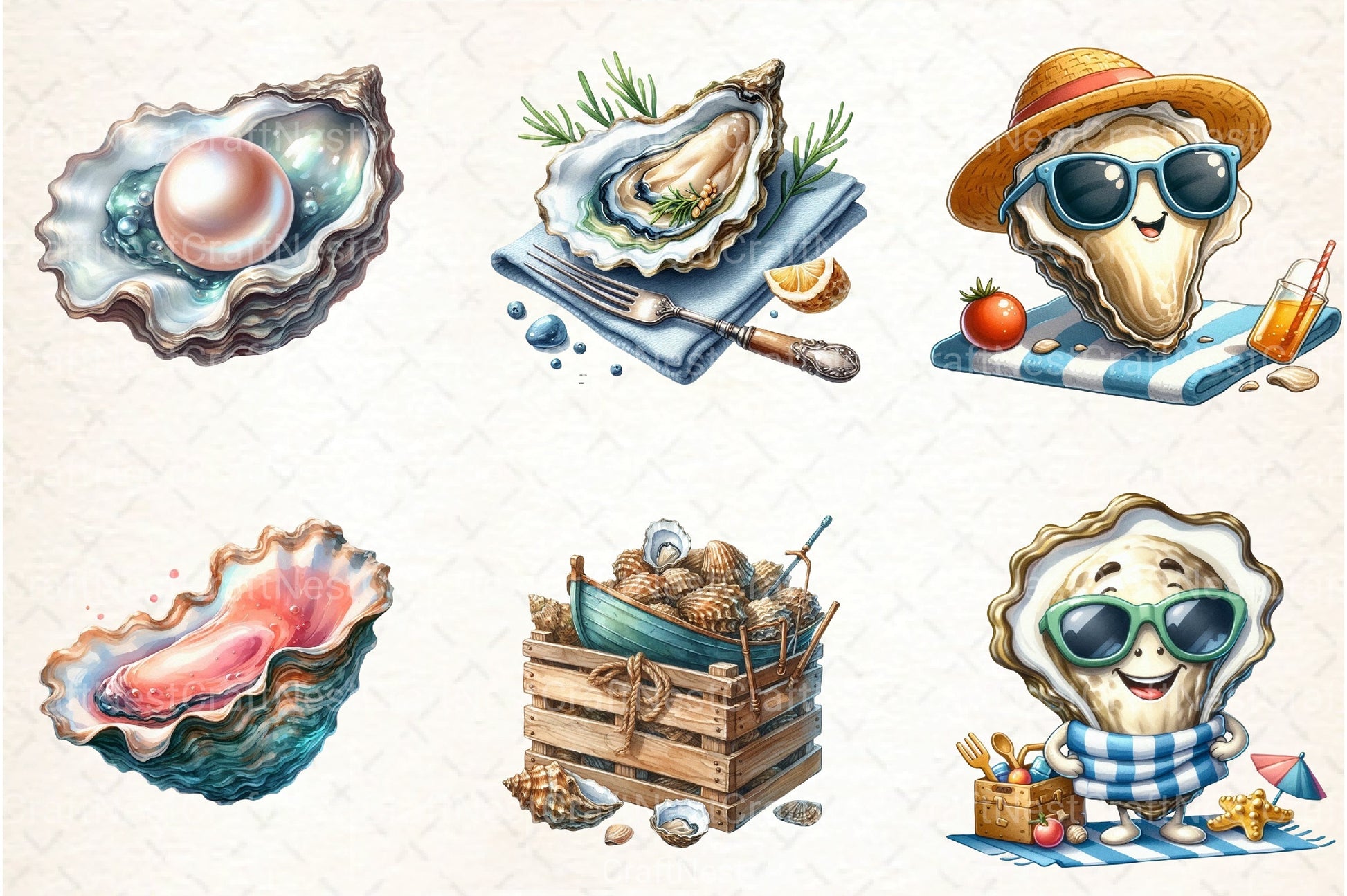 Oyster Clipart Bundle - CraftNest - Digital Crafting and Art