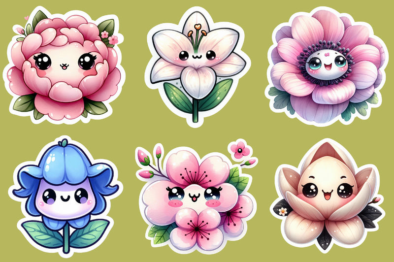Cute Floral Sticker Clipart Bundle - CraftNest - Digital Crafting and Art