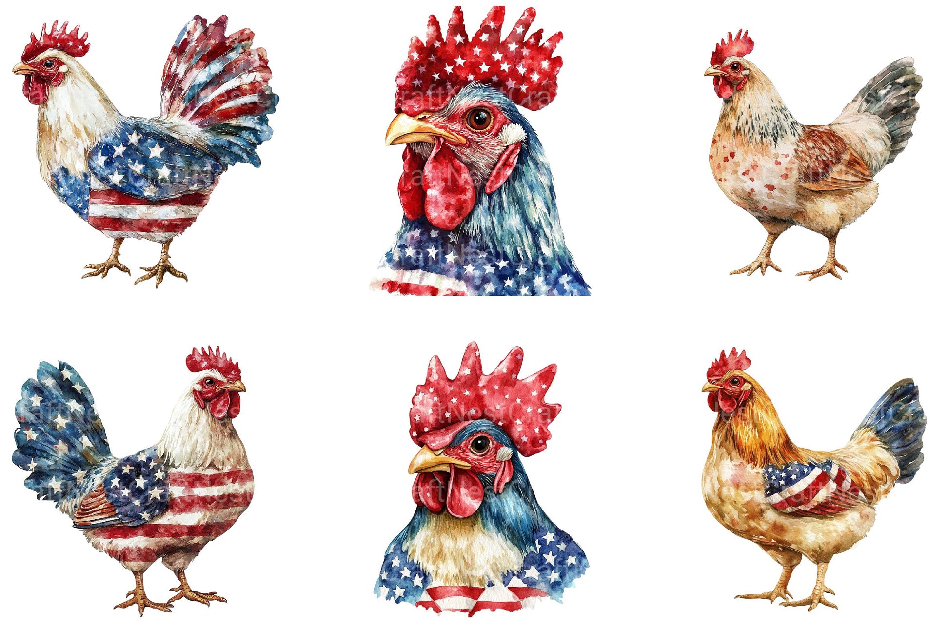 4th of July Chicken Sublimation Clipart - CraftNest - Digital Crafting and Art