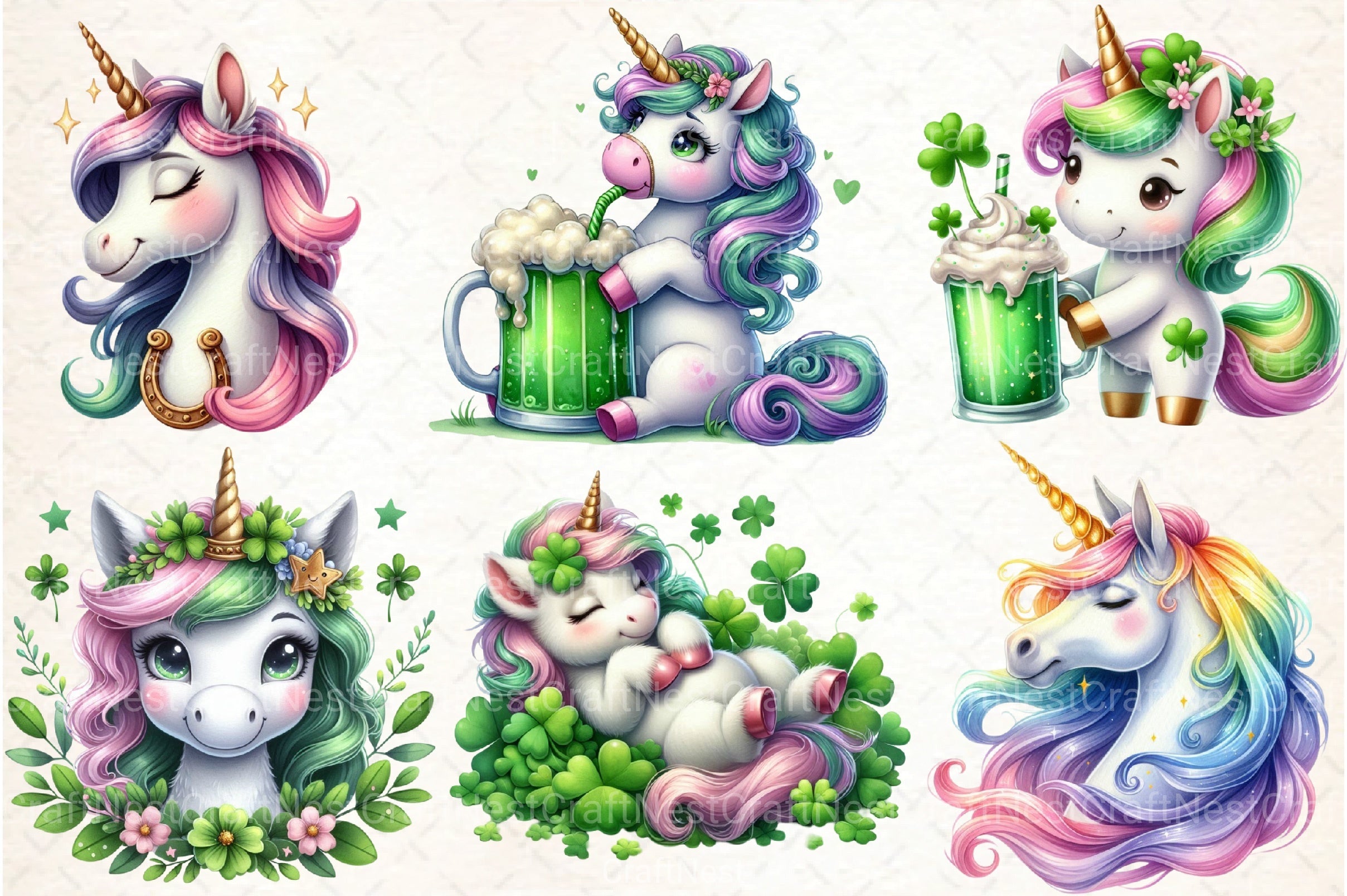 St. Patrick's Day Unicorn Clipart Bundle 22 - CraftNest - Digital Crafting and Art