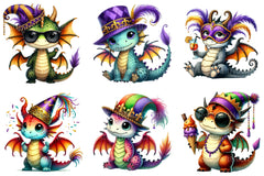 Mardi Gras Baby Dragon Clipart Bundle 2 - CraftNest - Digital Crafting and Art