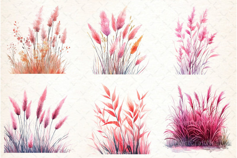 Pink Summer Grass Clipart Bundle - CraftNest - Digital Crafting and Art