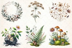 Botanical Forest Wildflower Clipart Bundle 1 - CraftNest - Digital Crafting and Art