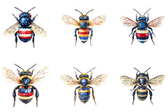 4th Of July Patriotic Bee Clipart Bundle - CraftNest - Digital Crafting and Art