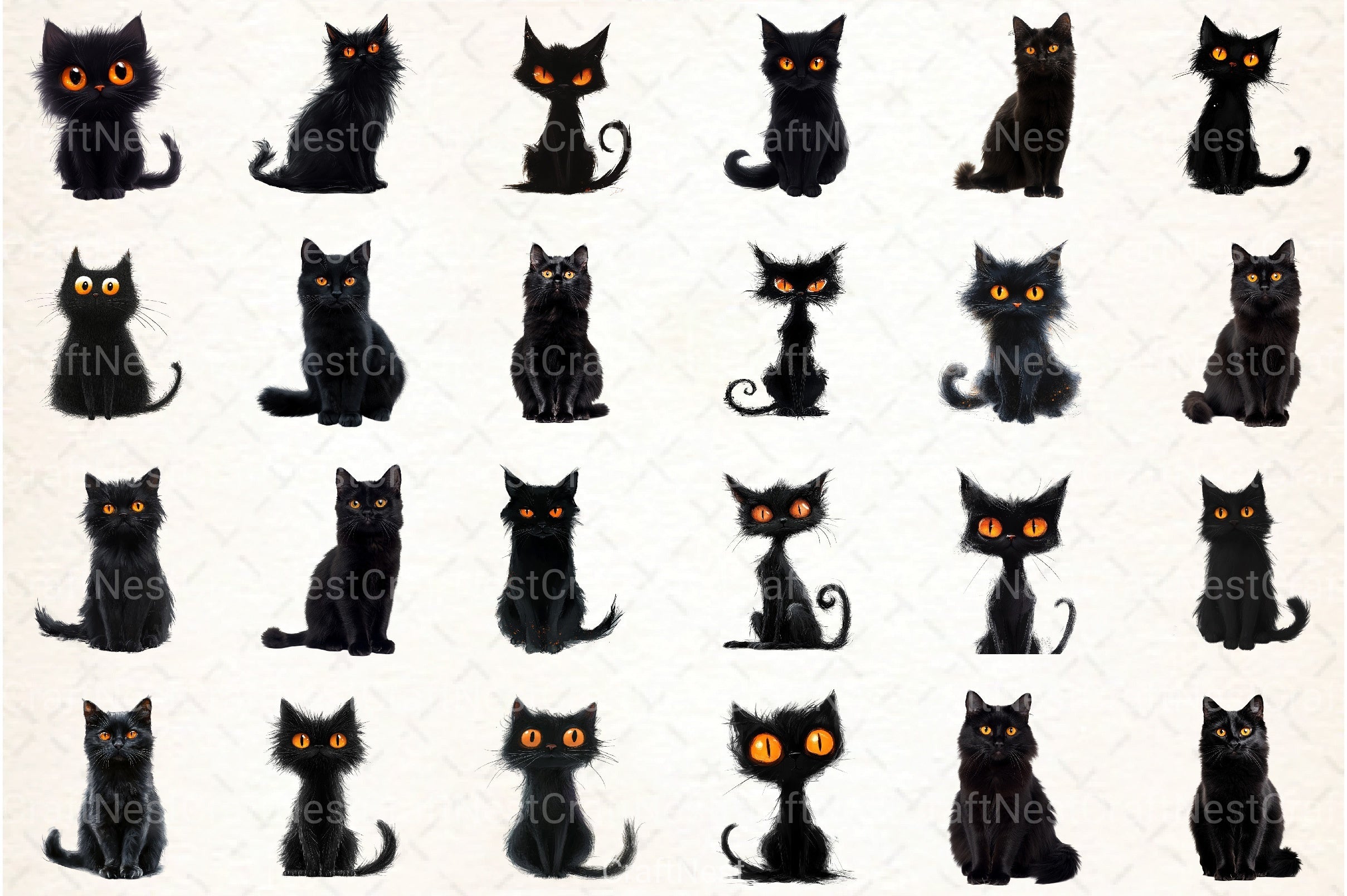 Quirky Funny Black Cat Clipart Bundle55 - CraftNest - Digital Crafting and Art