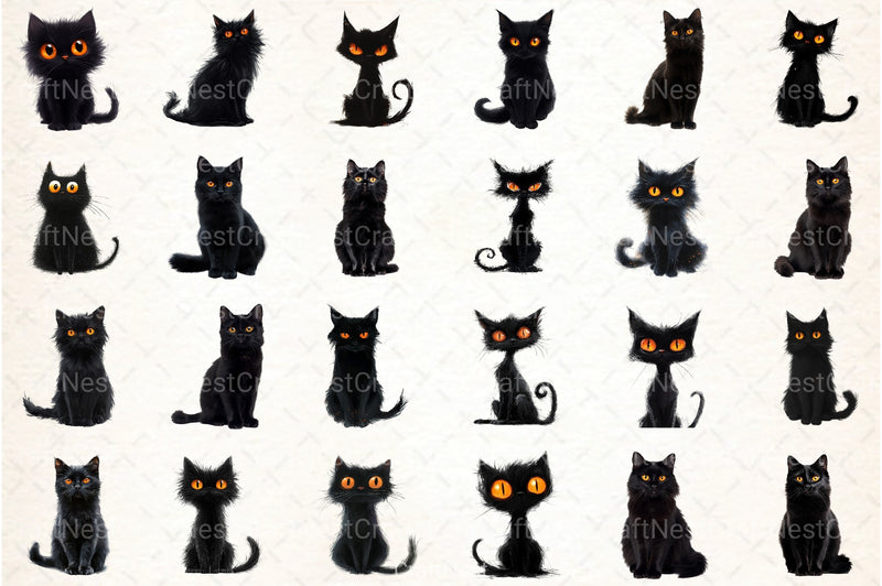 Quirky Funny Black Cat Clipart Bundle55 - CraftNest - Digital Crafting and Art