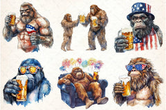 Bigfoot Holding Beer 4th of July Clipart Bundle - CraftNest - Digital Crafting and Art