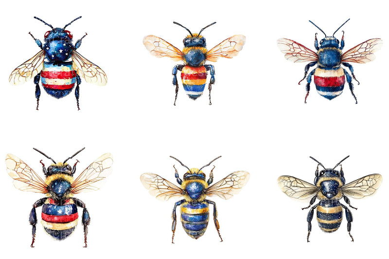 4th of July Patriotic Bee Clipart - CraftNest - Digital Crafting and Art