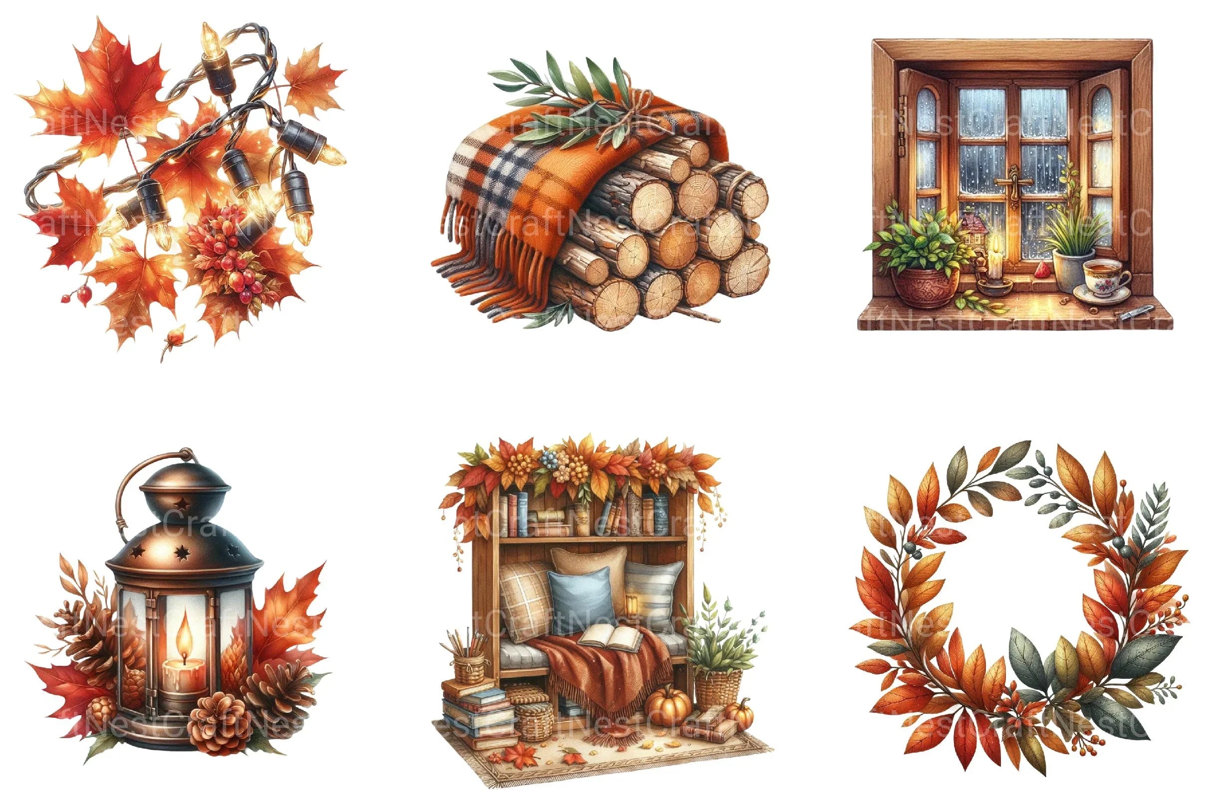 Autumn Cozy Fall Clipart - CraftNest - Digital Crafting and Art