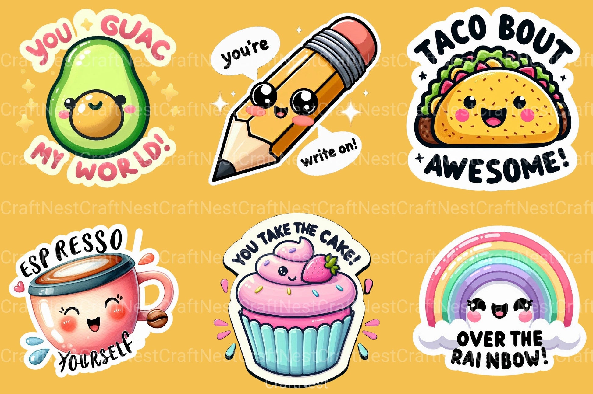Funny Motivational Pun Sticker Clipart Bundle - CraftNest - Digital Crafting and Art