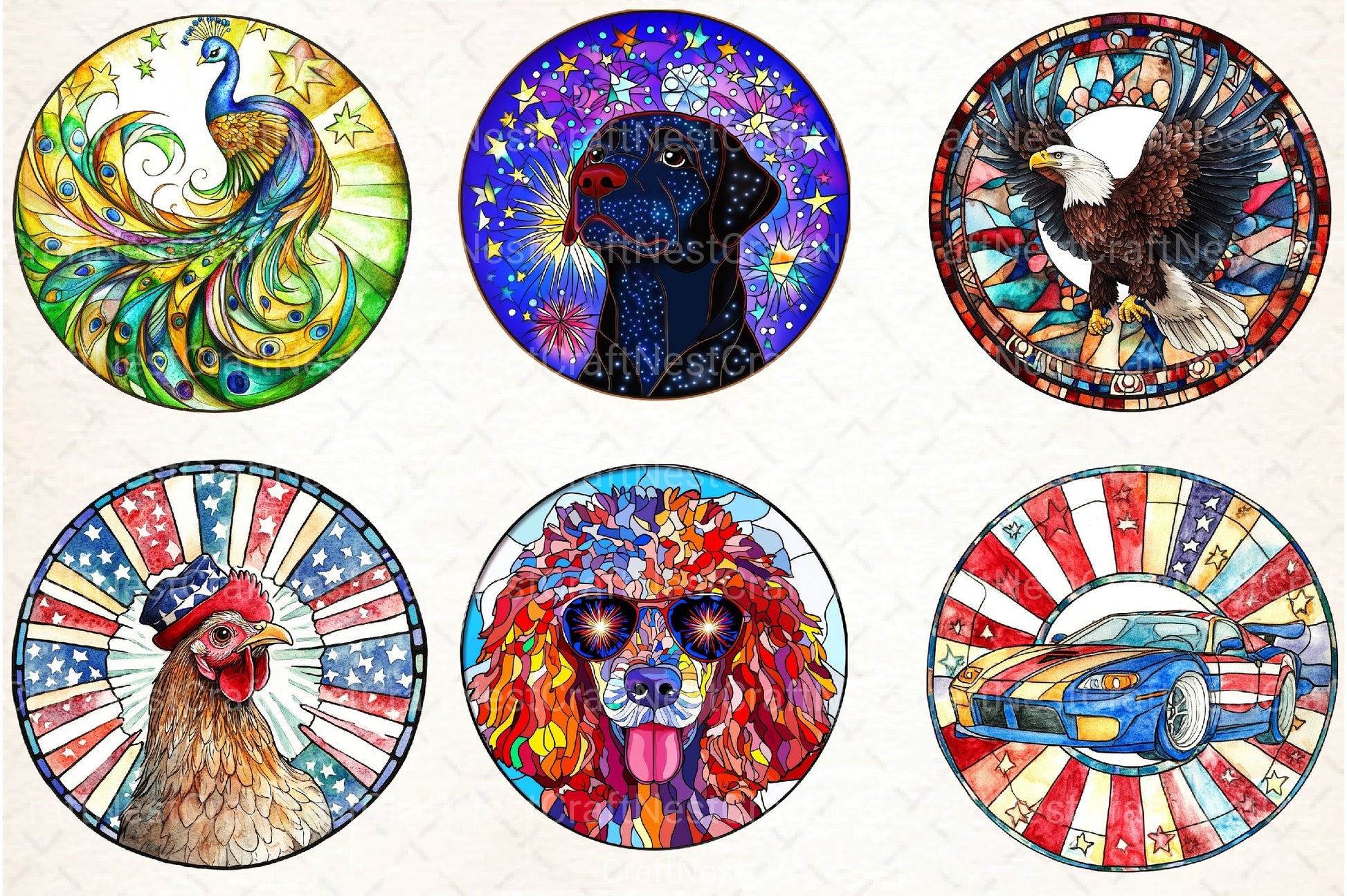Stained Glass 4th of July Clipart Bundle - CraftNest - Digital Crafting and Art