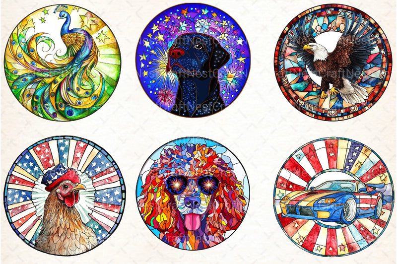 Stained Glass 4th of July Clipart Bundle - CraftNest - Digital Crafting and Art