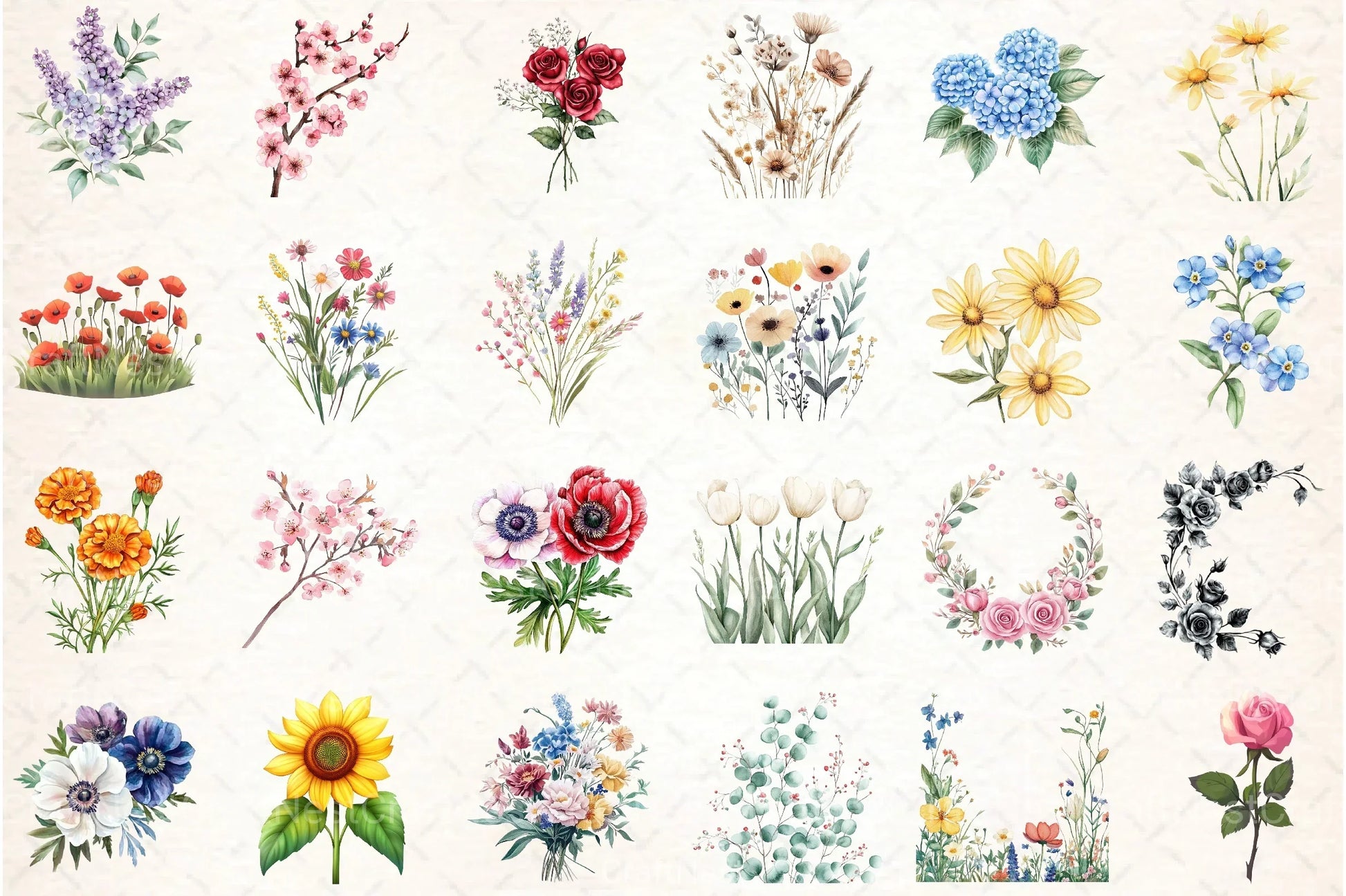 Flowers Clipart Bundle for Creative Projects - CraftNest - Digital Crafting and Art