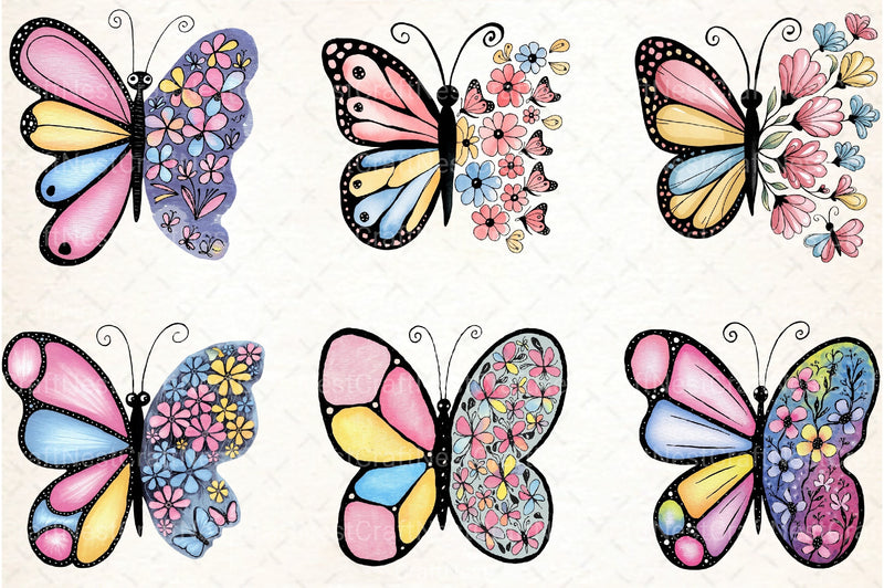 Floral Butterfly Clipart Bundle 1 - CraftNest - Digital Crafting and Art
