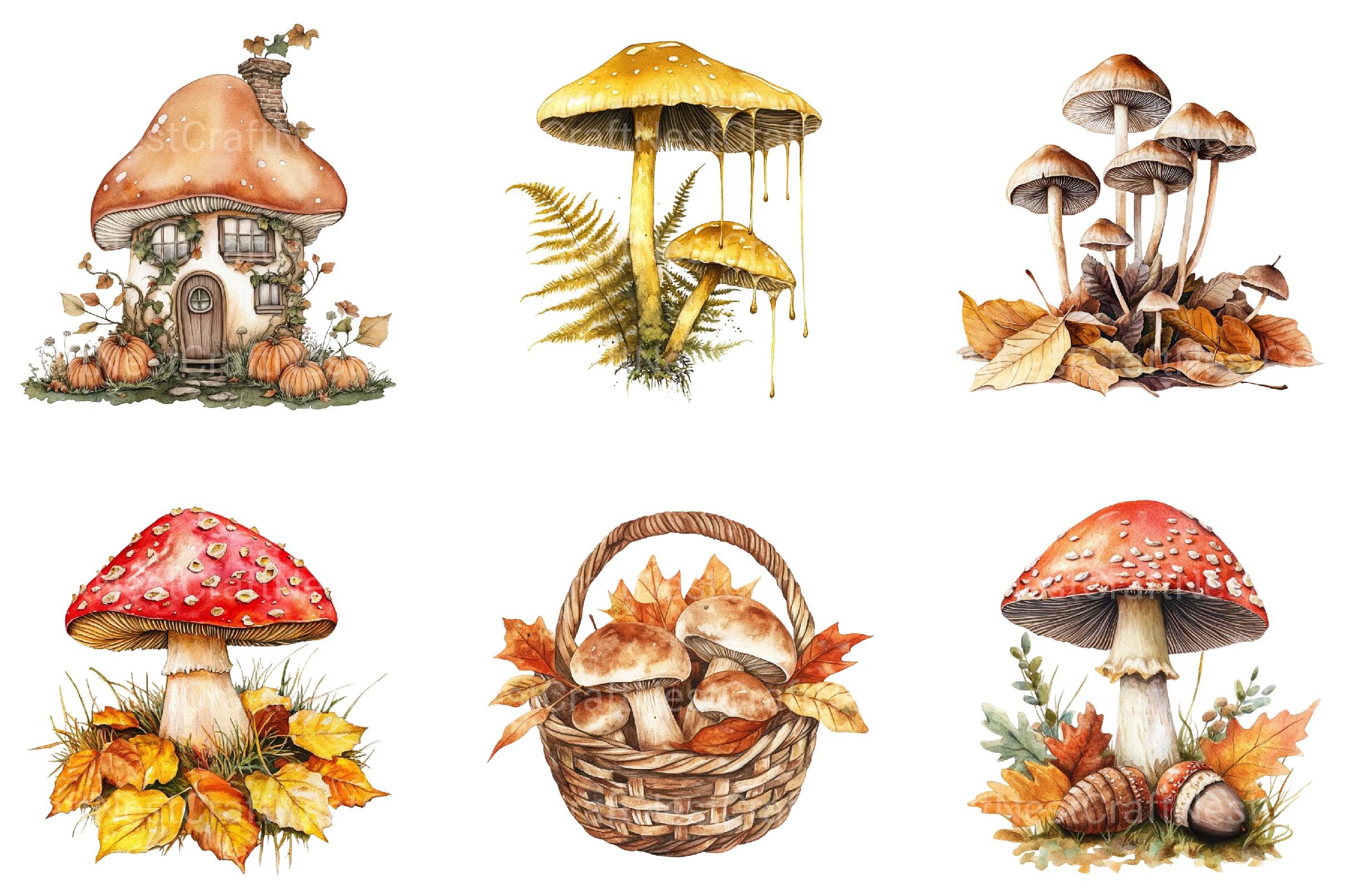Mushrooms Fall Autumn Clipart - CraftNest - Digital Crafting and Art