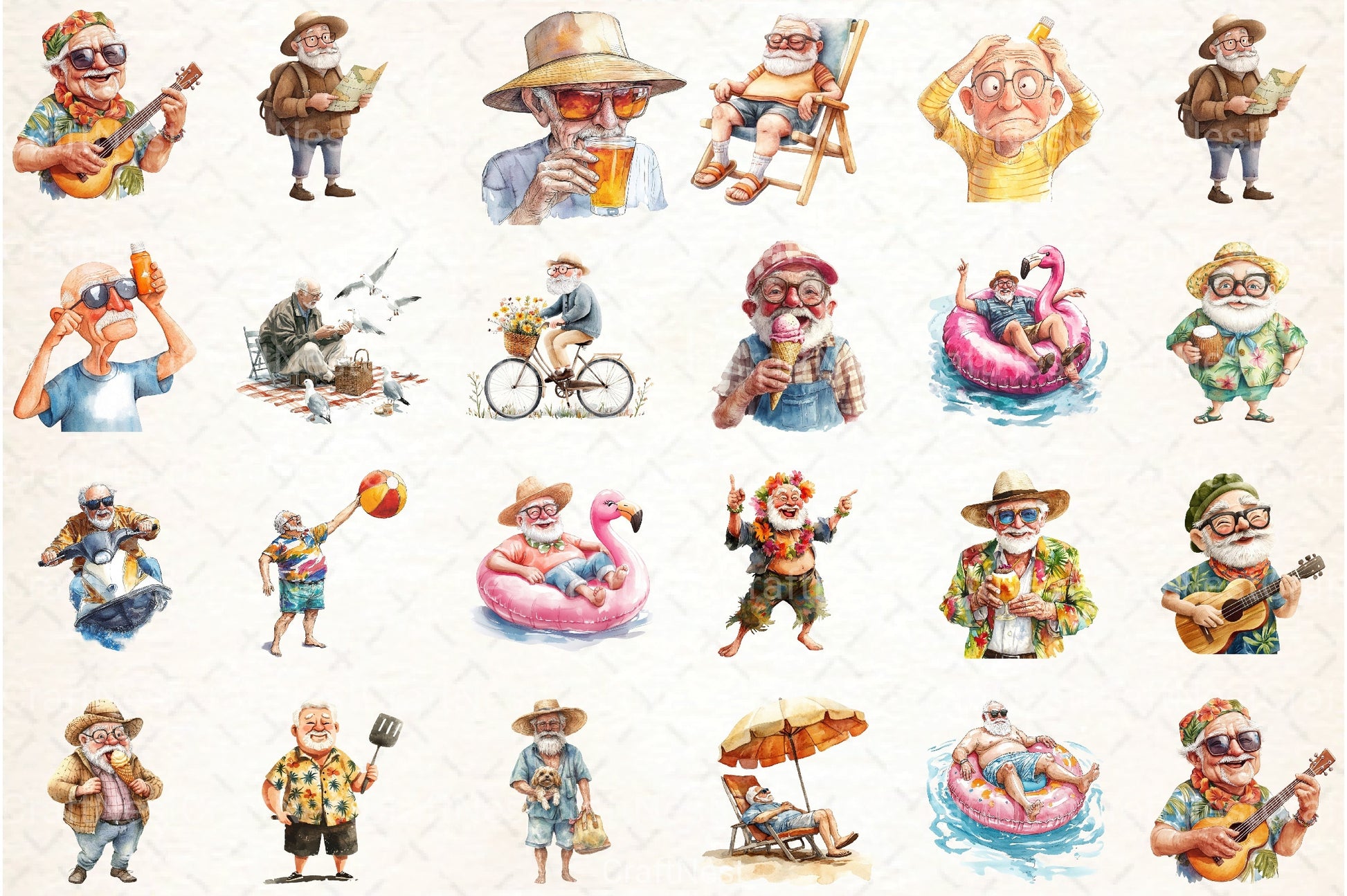 Funny Summer Grandpa Clipart Bundle 4 - CraftNest - Digital Crafting and Art