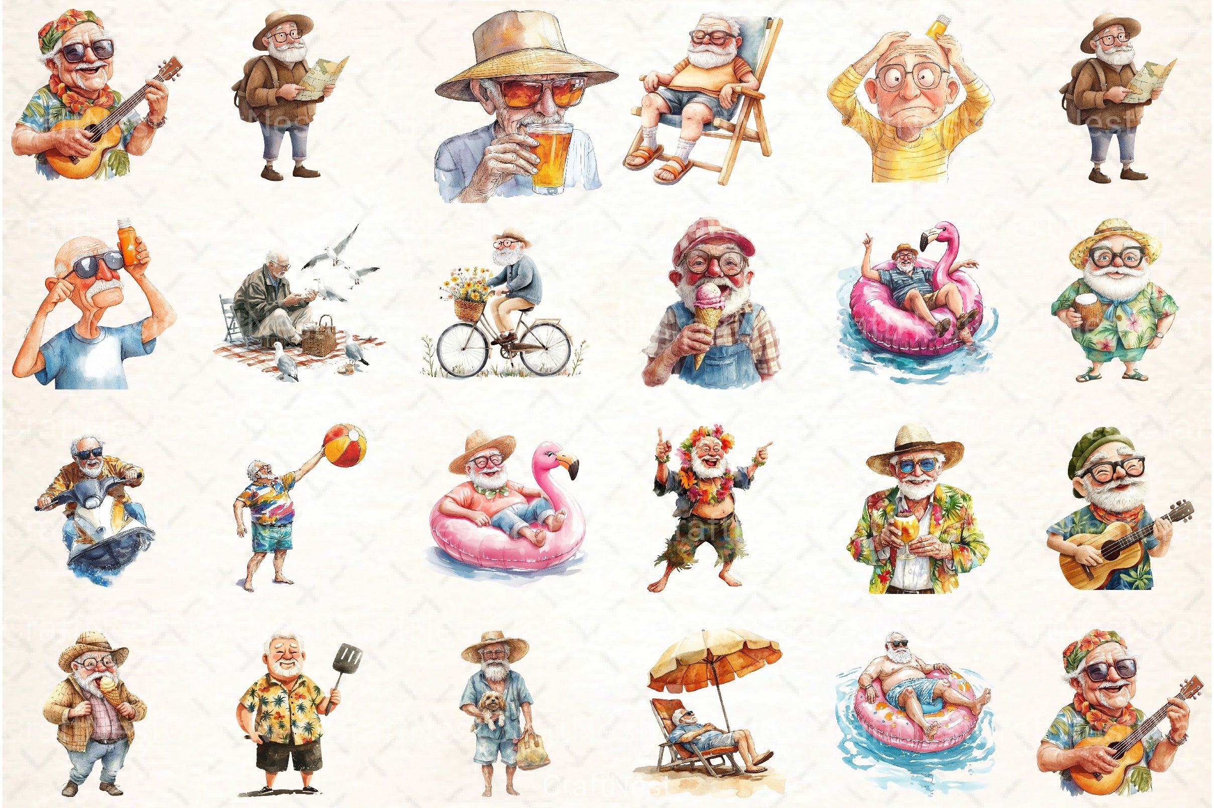 Funny Summer Grandpa Clipart Bundle 4 - CraftNest - Digital Crafting and Art