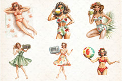 Summer Pin Up Girl Clipart Bundle - CraftNest - Digital Crafting and Art