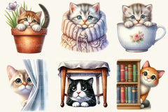 Peeking Cat Clipart Bundle - CraftNest - Digital Crafting and Art