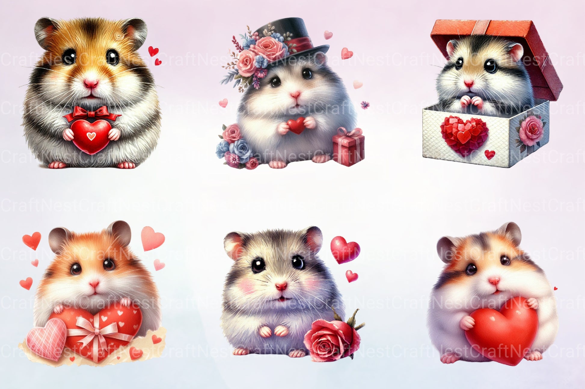 Valentine Hamster Clipart Bundle - CraftNest - Digital Crafting and Art