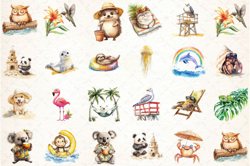 Summer Beach Animals Clipart Bundle - CraftNest - Digital Crafting and Art