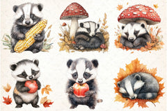 Cute Autumn Badger Clipart Bundle 99 - CraftNest - Digital Crafting and Art