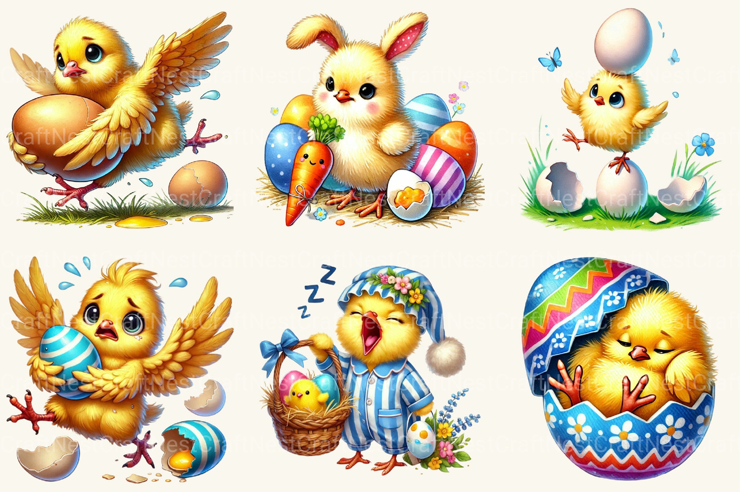 Easter Chicks Clipart Bundle - CraftNest - Digital Crafting and Art