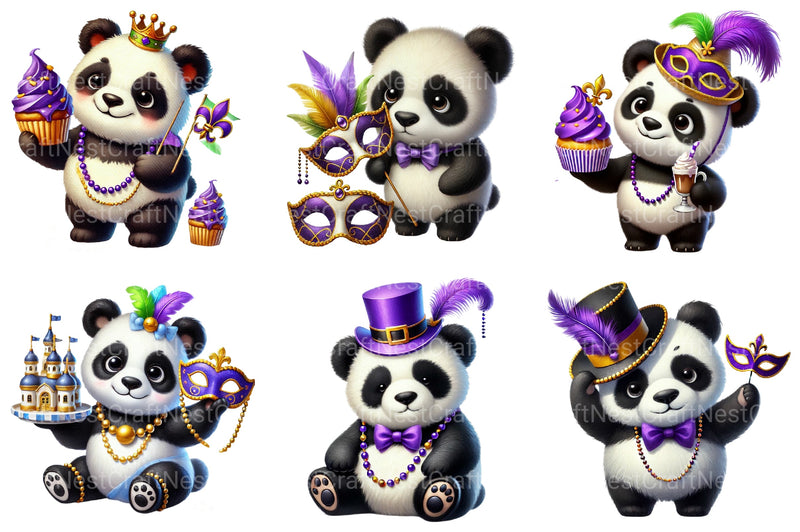 Mardi Gras Panda Clipart Bundle - CraftNest - Digital Crafting and Art