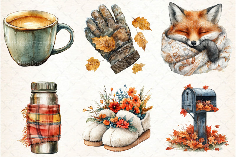 Autumn Chilly Morning Clipart Bundle 4 - CraftNest - Digital Crafting and Art