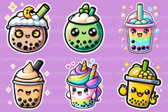 Boba Tea Sticker Clipart Bundle - CraftNest - Digital Crafting and Art