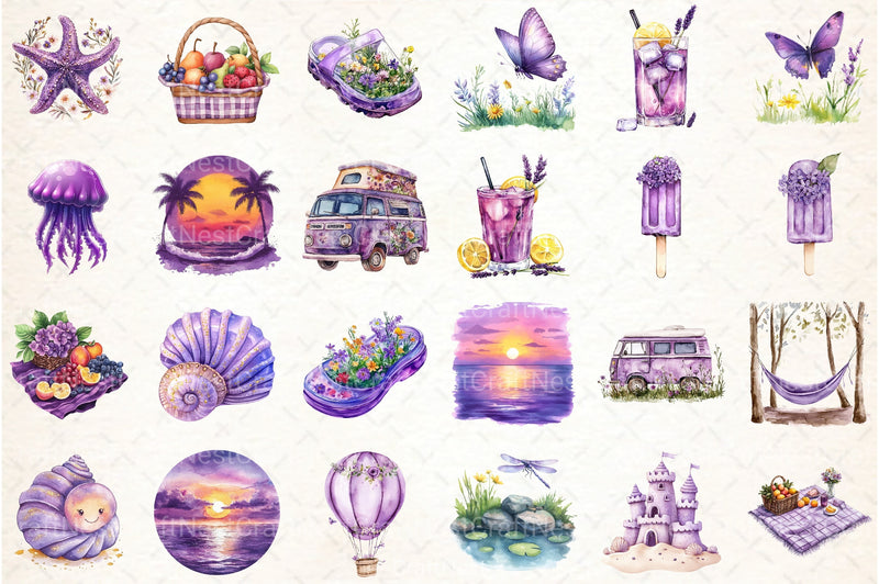 Purple Summer Clipart Bundle - CraftNest - Digital Crafting and Art